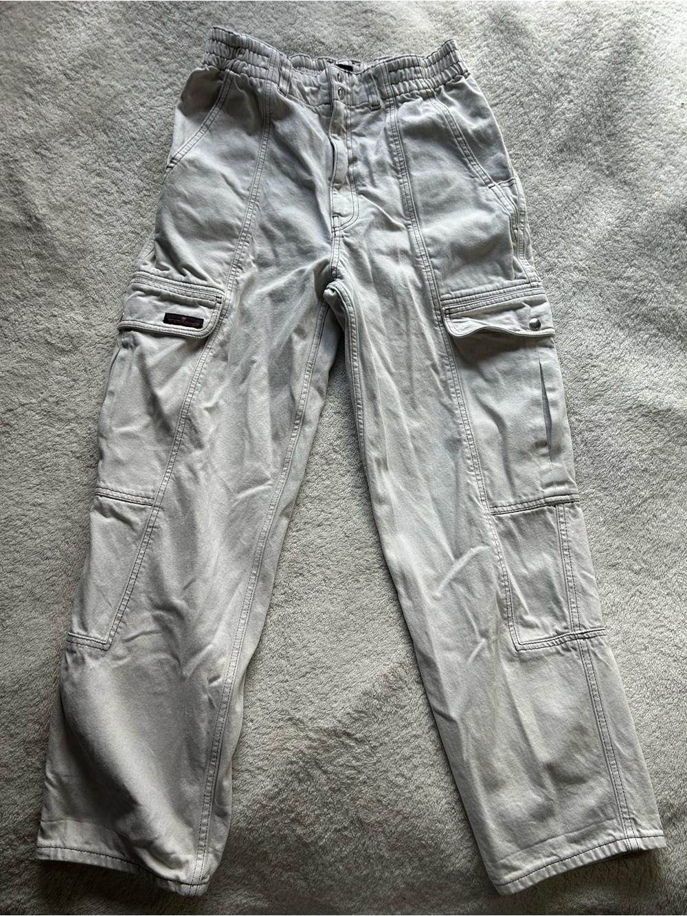 BDG Women's Light Gray Cargo Jumpsuit-Style Pants